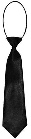 Diffaxy Krawatte Kinder 28 cm, Vorgebunden Elastische Jungenkrawatte aus Satin, Unifarben, Formelle Krawatte für Hochzeit, Kinderabschlussball, Feier (Schwarz)