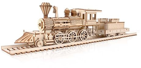 comfoyar Steam Train 3D Puzzle, Wooden Model Kits for Adults to Build, Self Assembly DIY Construction Craft Kits, Home Decor and Christmas Birthday Valentine Gifts for Men Friend