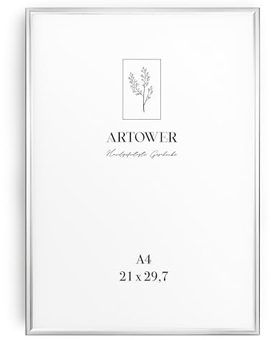 Artower® Bilderrahmen Silber Metall Dünner Rahmen für DIN A4 21 x 29,7 cm | Posterrahmen Groß Collage | Picture Frame Metal 21x30 cm | Aluminium Schmal Bilderrahmen | Silver Poster Rahmen