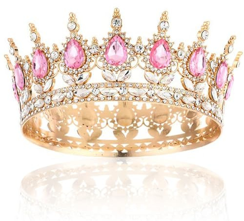 TENGWA Élégant Couronne Princesse Rose Diademe Femme Rétro Bijoux de Tete Baroque Tiara Cristal Scintillant Mariages Anniversaires Bals Soirées à Thème Carnavals