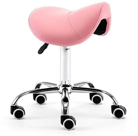 Tabouret de Selle roulante hydraulique, siège pivotant Moderne sur roulettes, Chaise d'équilibre de beauté Confortable for Un Dos sain(Pink)