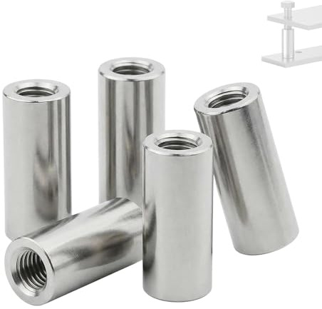 Lot de 5 manchons filetés ronds M6 x 35 mm, en acier inoxydable 304, filetage intérieur V2A, manchons d'écartement pour applications mécaniques, de montage et de fixation