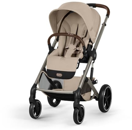 CYBEX Gold Barnvagn BALIOS S LUX & Cot S Lux, Mandelbeige | Från födseln till 4 år, max 22 kg, resesystem, enhandsbältesystem, terränghjul