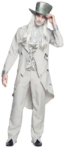 Boland - Erwachsenen-Kostüm Geister-Bräutigam, Weste, Mantel, Hose und Jabot, Set, Karneval, Mottoparty, Halloween, Weiß