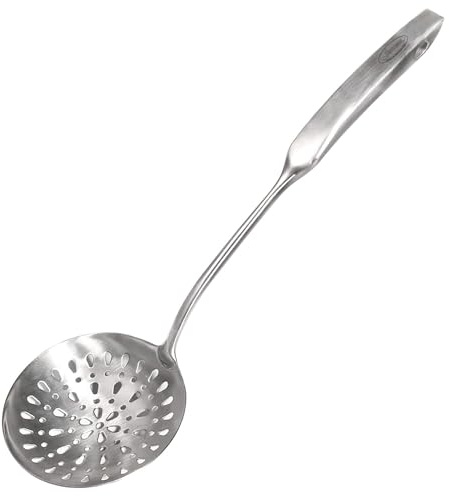 Skimmer Slotted Spoon, [Rustproof, Integral Forming, Durable] Newness 304 Stainless Steel Slotted Spoon with Vacuum Ergonomic Handle, Comfortable Grip Design Strainer Ladle for Kitchen, 14.96 Inches