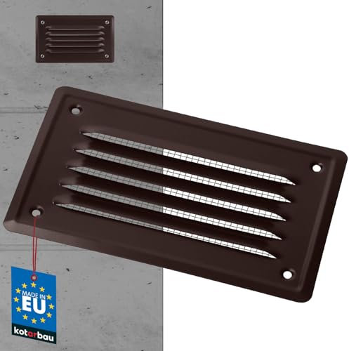 KOTARBAU® Griglia di ventilazione 165 x 100 mm con rete marrone aerazione areazione metalica da sovrapporre
