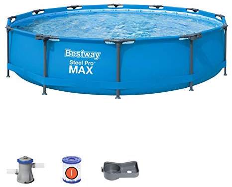 Bestway Steel Pro Max Round Frame Swimming Pool with Filter Pump, 12 ft