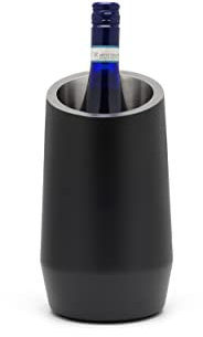 Leopold Vienna schwarzer doppelwandiger Flaschenkühler aus Edelstahl - optimal zum Kühlen für 1 Flasche, LV213007, 139x139x250