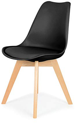 IHANA Dining Chair with Cushioned Pad Seat & Solid Beech Wood Legs for Mid Century Modern Dining Room Living Room Bedroom Kitchen & Lounge