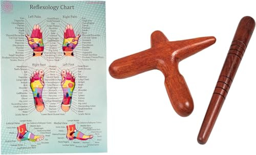 CCcollections Ensembles d'outils de Massage avec tableau pour professionnels, Massage des pieds et des mains, bâton en bois, réflexologie (Set E)