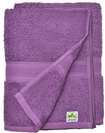 leevitex® Handtuch-Set, flauschig und saugstark, 2 Duschtücher, 70 x 140 cm, Qualität 500 g/m², 100% Baumwolle - Lila