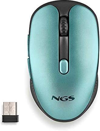 NGS EVO Rust Ice - Ratón inalámbrico Recargable de 2,4 GHz para Ordenador/Portátil/MacBook/PC/Mac/iPad/Tablet, Teclas Silenciosas, 3 Niveles de dpi: 800/1200/1600, Diseñado para Diestros, Azul