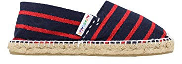 ALPARGATUS Espadrilles unisex avec design à rayures - Fabriquées à la main en Espagne, Bleu marine, rouge, 46 EU