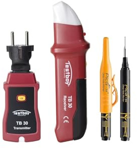 Set promocional Testboy TB 30 detector de fusibles con marcador de orificio profundo PICA (asignación precisa de disyuntores, indicador óptico y acústico), rojo/negro
