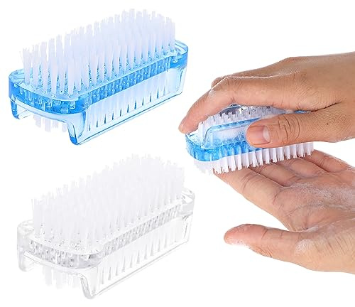 WLLHYF Dual-Sided Nail Brush 2 Pcs - Soft Bristles Fingernail Scrub Brushes With Handle Grip for Toes and Nails Cleaning - Scrubber Kit for Men and Women