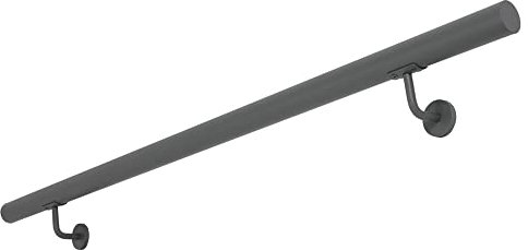 V2Aox Handlauf Treppengeländer aus Edelstahl, Anthrazit, Durchmesser: 4,2 cm, Rostfrei & Wetterfest, Inklusive Montagematerial, Halter, Länge: 50cm