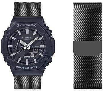 Casio GA-2100|GA-B2100 Metall Mesh Armband - Gewebte Edelstahl Solo Loop Ersatzarmband für GA-2100 Uhren (1,GA-2100)