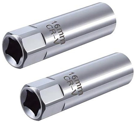 JNNJ 2 Stück Zündkerzenschlüssel, Zündkerzensteckschlüssel 12-Punkt dünnwandig, Zündkerzenschlüssel-Entferner-Installer-Werkzeugsatz, Für Die Meisten Fahrzeuge(16mm)