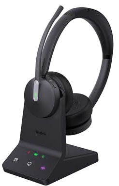 Yealink WH64 DECT & Bluetooth Dual UC Zoom Kabelloses Headset, On-Ear-Arbeitskopfhörer mit 3-facher Geräuschunterdrückung, 32 Stunden Sprechzeit, Klingelton, Büro-Headsets für Schreibtisch-IP-Telefon