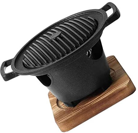 CAXUSD 1juego Parrilla De Interior Para Barbacoa Accesorios De Cocina Para Asar Carnes y Verduras Casa Horno De Carbono De Estilo Japonés Placa De Antiadherente y Recipiente Para