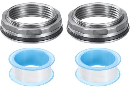 QUARKZMAN 2pz Raccordo a Parete 1-1/4 Femmina Acciaio Inossidabile 304 Connettore Serbatoio Acqua Adattatore Serbatoio Acqua Raccordo a Tubo con Nastro Tenuta per Serbatoio Acqua Vasca