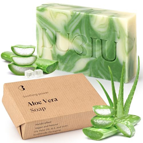 lubiu Sapone Aloe Vera - 100g Sapone Naturale Artigianale per Pelle Idratata e Rivitalizzata - Saponetta Corpo Viso e Saponetta Mani - Saponette Profumate Regalo - Aloe Vera Soap