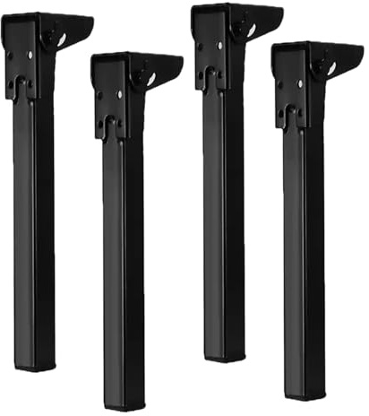X1NGFU 4 Pezzi Piedi da Tavolo Pieghevoli, Gambe In Ferro A 90°, Cerniera Autobloccante In Metallo per Mobili TV, con Viti (70cm, Black)