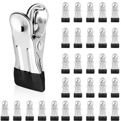 Pinces à Linge en Acier Inoxydable,30PCS Pince à Linge INOX,Pinces Robustes pour Suspendre Les Vêtements,Multifonctionnelles Antidérapantes pour Vêtements,Serviettes,Chaussettes,Photos,Collations