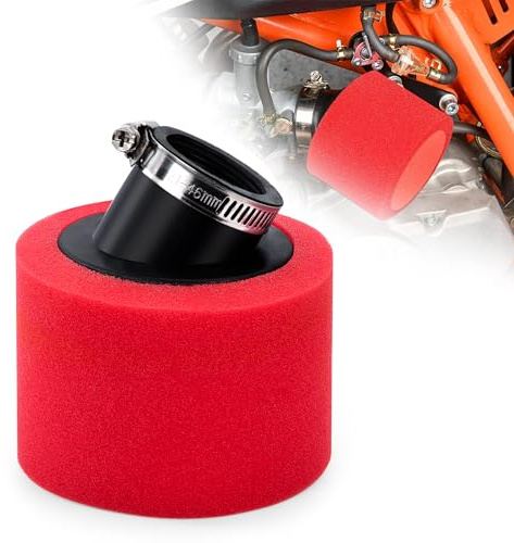 Tunejoy Filtro de Aire Espuma Moto 35mm Boca oblicua Filtro de Aire ATV para 49cc 50cc 70cc 90cc 110cc 125cc Motocross Pocket Bike Scooter Quad Rojo
