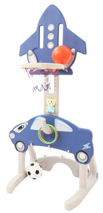5 in 1 Kinder Basketballkorb Set Basketballständer & Fußballtor Golfspiel Ringwurf 80-118cm Höhenverstellbarer Basketball Hoop, für Drinnen, Draußen, Parks, Spielzimmern, Hinterhöfen usw