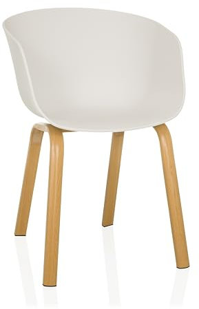 hjh LIVING Schalenstuhl Oslo W skandinavisches Design ergonomische Kunststoff Sitzschale, Stahlbeine in Holzoptik, Stuhl für Wohnzimmer, Esszimmer und Büro