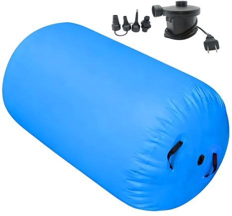 Ylnailky Baril De Gymnastique | Gymnastique avec Rouleau Gonflable,Entraîneur Gonflable de Salto Arrière avec Pompe et Tapis de Gym | pour Danse Yoga Cheerleading Fitness Jeu Intérieur Gym Maison
