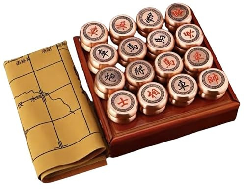Ajedrez Chino (Xiangqi), Juego de Damas, Juego Mesa Metal for Viajes, Xiangqi 象棋(Red Bronze)