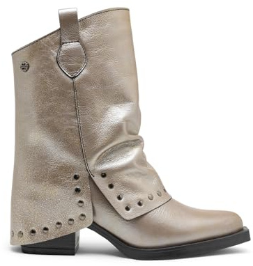 Porronet Botas Doble Faz De Piel Platino Con Tachuelas Faith
