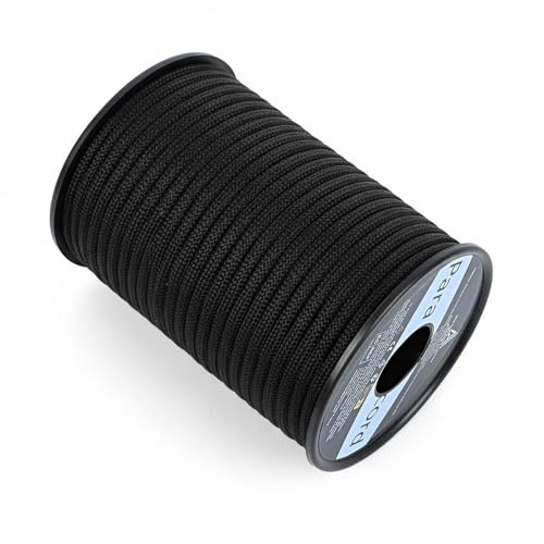 AiQInu Paracord 4mm, 30m Paracord 550 Nylon Corde Paracadutismo 9 Fili Rope, Corda Nylon 250kg Portata, Cordino Resistente per Escursionismo, Campeggio e Fai da Te, Nero