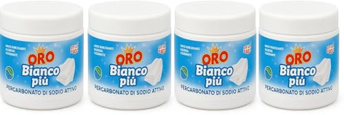 Percarbonato di Sodio Attivo, Set di Additivi in Polvere Smacchianti e Igienizzanti, per Bucato, Capi Bianchi, Disponibile in Set da 2, 3 o 4 Barattoli (x4)