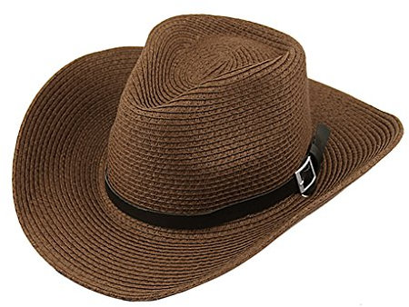 Unisex Cowboy Hut, Frau Herren Faltbar Strohhut, Großer Krempe Sommerhut, Anti UV Panama Hut, Weiblicher Sommer Hut Sonnen UV Schutzkappe UPF 50 +, Kaffeebraun, Einheitsgröße
