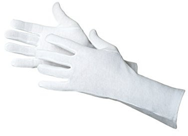 Jah Blanco:Tex 3101 Baumwollhandschuh 12 Paar oekotex mittelschwer 35 cm lang weiß Gr. 10