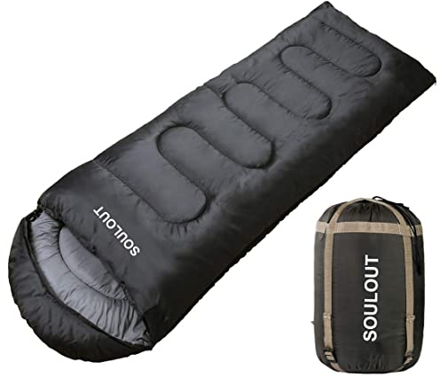 Envelope Sleeping Bag - 4 Seasons Warm Cold Weather Lightweight, Portable, Waterproof With Compression Sack for Adults & Kids - Indoor & Outdoor Activities: Traveling, Camping, Backpacking, Hiking