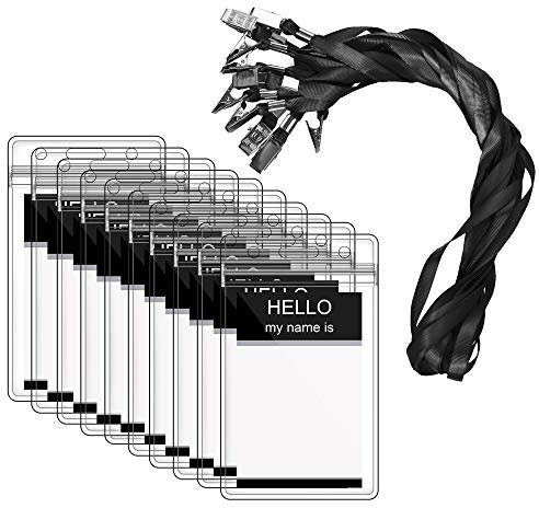 Ausweishülle mit Band, Zalava 40 Stück Kartenhalter Ausweishalter Lanyard wasserdicht Karten Schutzhülle für Business, Ausstellung, Büro und Schule (Schwarz-2)