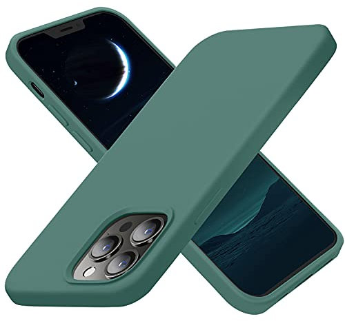 Cordking Designed for iPhone 13 Pro Case, Silicone Ultra Slim Shockproof Protective Phone Case with [Soft Anti-Scratch Microfiber Lining], 6.1 inch, Midnight Green