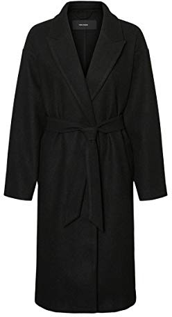 VERO MODA Vmfortuneaya Ss23 Manteau long Noos pour femme Noir/détail : uni, L, Noir/détail : uni., L
