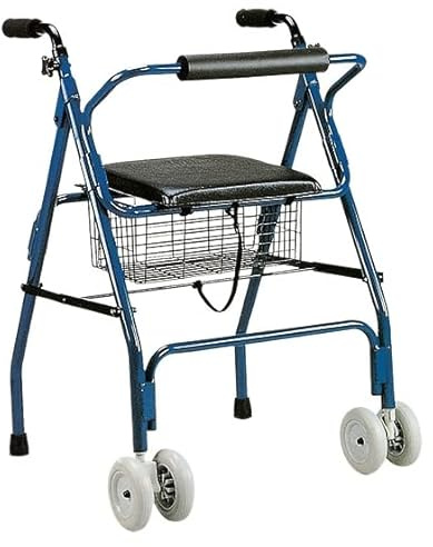 MEDILAND Deambulatore Rollator Pieghevole con Appoggio Schiena e Cestino, 1.0 unità