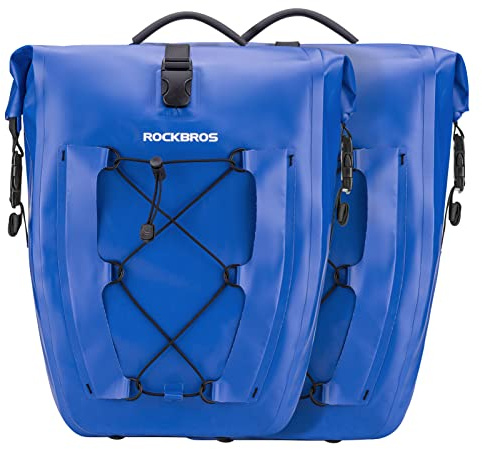 ROCKBROS Borsa Bici Posteriore Impermeabile, Borsa da Portapacchi Laterale Anti-pioggia per MTB Bicicletta, per Viaggio di Ciclismo, Facile Trasportare, Grande Capacità 25L, 5 Colori Disponibili