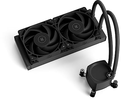 EK Nucleus AIO CR240 Dark All-in-One CPU Liquid Cooler with EK FFT Fans, Computer Liquid Cooling Components, 120mm Fan, Compatible with Latest Intel & AMD Processors