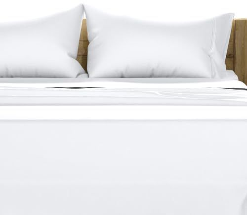 TEXAS LINEN CO. 100% Egyptian Cotton Queen Sheets Set - Luxury 1500 Series Couture Comfortin' Collection Egyptian Cotton Sheets Queen Size Bed Set (4 PC, White), 17 Deep Pocket, Hotel Bedding Set