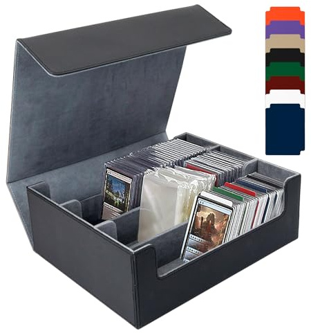 Dadabig Scatola Porta Carte, Deck Box, Custodia per Carte di Gioco, Box Porta Mazzo Scatola Magnetica per Carte da Collezione con 8 Divisori per Oltre 1800 Carte(Nero)