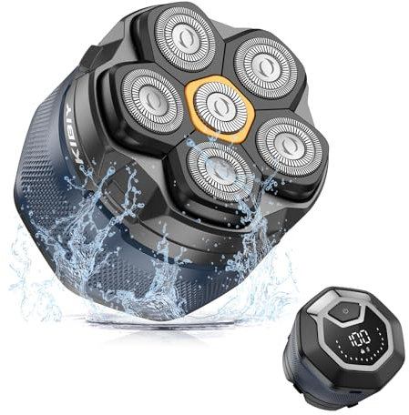 Glatzen Rasierer Herren Elektrisch, Kibiy Upgraded Kopfrasierer mit Abnehmbarem 6D Kopf, IPX7 Wasserdichter Kopfrasierer für Glatze mit LED-Anzeige, Typ-C Aufladung, Head Shaver for Bald Men