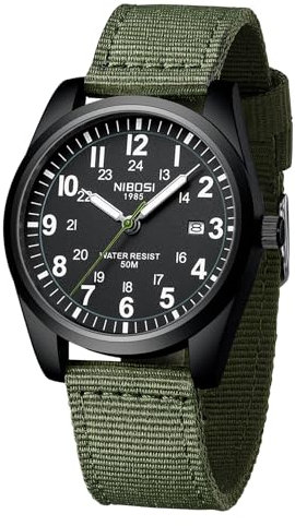NIBOSI Uhren Herren herrenuhren Armbanduhr Analog Quarzuhr automatik Wasserdicht Taktische Militär klassisch minimalistische Business lässiger Uhren Männer Sport mit Datum Nylonband