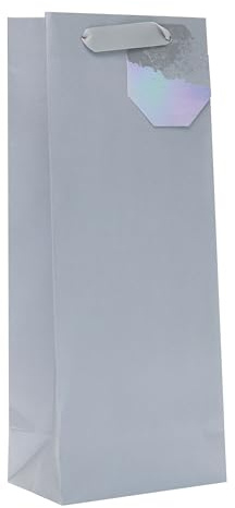 UK Greetings | Bottle Bag | Party/Gift Bag | Birthdays/Weddings/Christmas | Silver Design | 32.7 x 13.3 cm